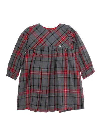 Nanán Tartan-pleated Cotton Dress In Red