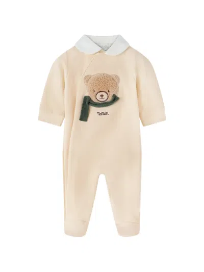 Nanán Babies' Tato-appliqué Peter Pan Collar Pajamas In Neutrals