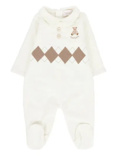 Nanán Babies' Teddy-bear Argyle Pajama In White