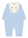 Nanán Teddy-bear Embroidered Romper In Blue