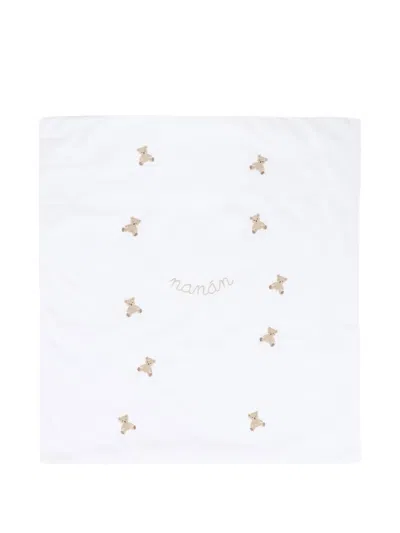 Nanán Teddy-embroidered Baby Blanket In Pattern