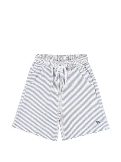 Nanán Kids' Vertical-stripe Drawstring Shorts In Blue