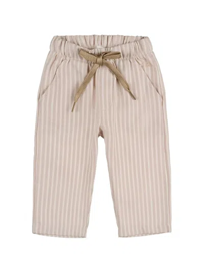 Nanán Babies' Vertical-stripe Drawstring Trousers In Neutrals