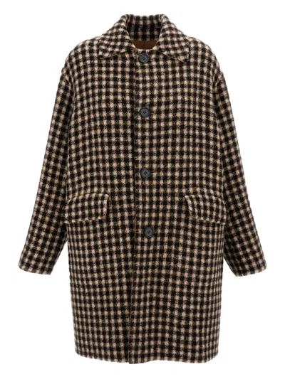Nanna Pause Button Check Coat In Multi