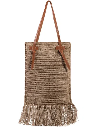 Nannacay Martina Raffia Tote Bag In Brown