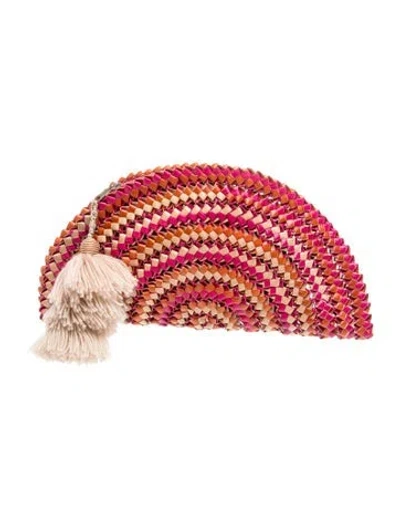 Pre-owned Nannacay Raffia Clutch In Pink