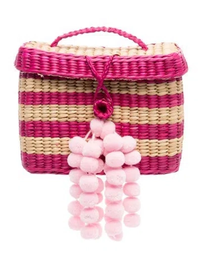 Pre-owned Nannacay Raffia Top Handle Bag In Pink