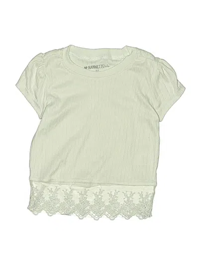 Pre-owned Nannette Kids' Short Sleeve Top Ivory Crew Neck Tops
