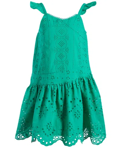 Nannette Kids' Toddler & Little Girls Cotton Eyelet Flutter-strap Swing Dress In Green