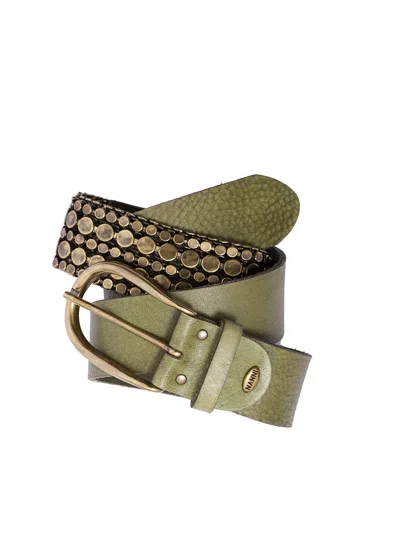 Nanni Leather And Metal Belt 4,00 Cm In Green