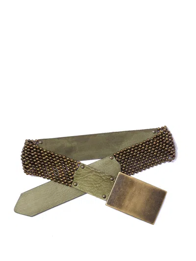 Nanni Leather And Metal Belt 4,00 Cm In Green
