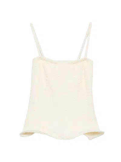 Nanushka Textured Peplum Top In White