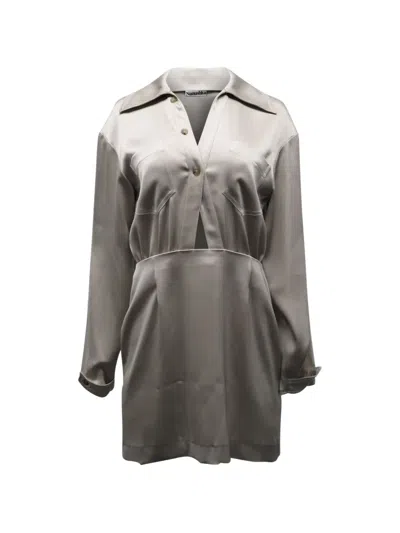 Pre-owned Nanushka 2001 Cutout Shirt Dress In Gray