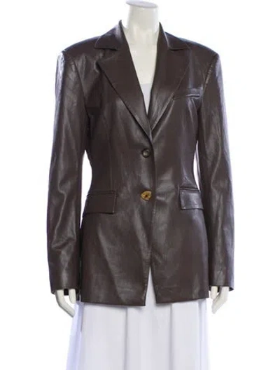 Pre-owned Nanushka 2021 Faux Leather Blazer In Brown