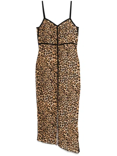 Nanushka Abir Midi Dress In 褐色