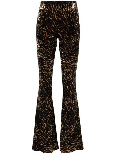 Nanushka Abstract-print Flared Trousers In Black