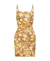 Nanushka Abstract-print Ruched Mini Dress In Nude