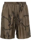Nanushka Abstract-print Silk Shorts In Green