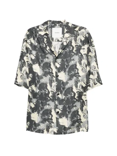 Nanushka Abstract-print Short-sleeve Shirt In Green