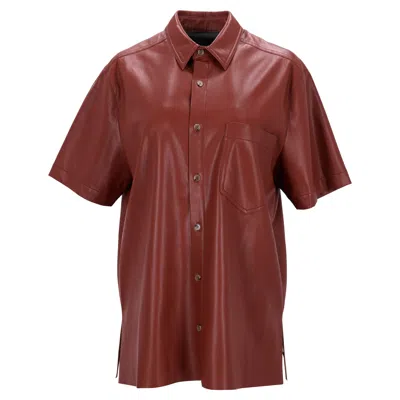 Nanushka Adam Faux-leather Shirt In Brown Polyester