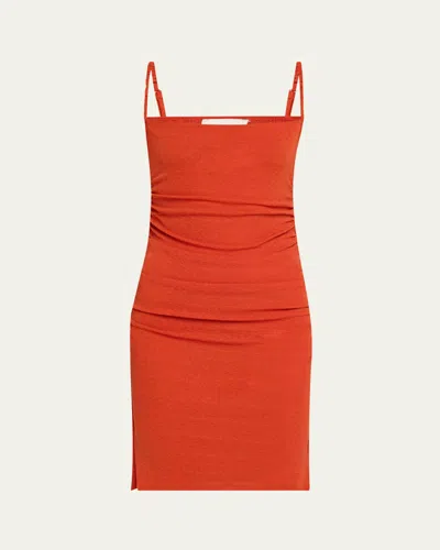 Nanushka Adie Ruched Bodycon Dress In Neutral