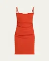 Nanushka Adie Ruched Bodycon Dress In Red Orange