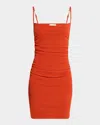 Nanushka Adie Ruched Bodycon Dress In Red Orange