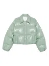 Nanushka Adjustable Cropped Puffer Jacket In Green