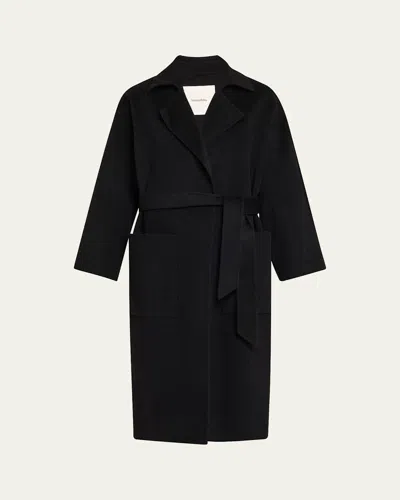 Nanushka Alamo Wool-blend Long Wrap Coat In Black