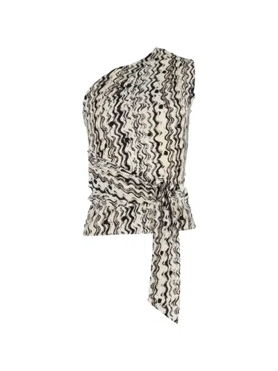 Pre-owned Nanushka Alegra Printed One-shoulder Top In Neutral