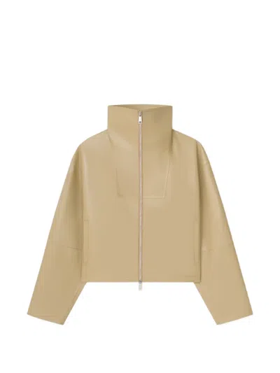 Nanushka Alonza Boxy-fit Funnel-neck Jacket In Gold