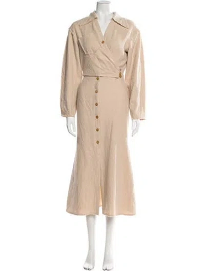 Pre-owned Nanushka Alpaca Long Dress In Neutral
