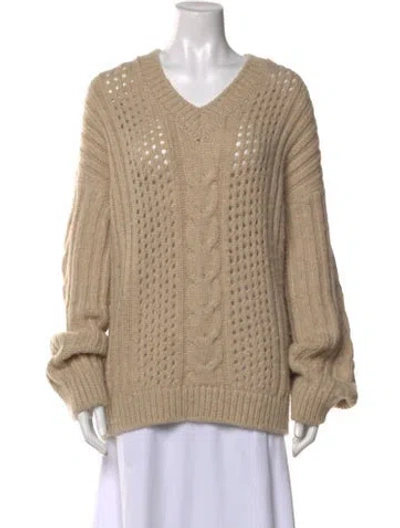 Pre-owned Nanushka Alpaca V-neck Sweater In Neutral