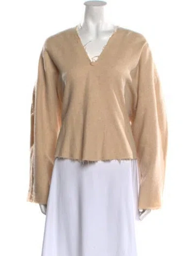 Pre-owned Nanushka Alpaca V-neck Sweatshirt In Brown