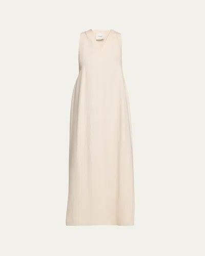 Nanushka Amarilis Linen Fringe Maxi Dress In Nude
