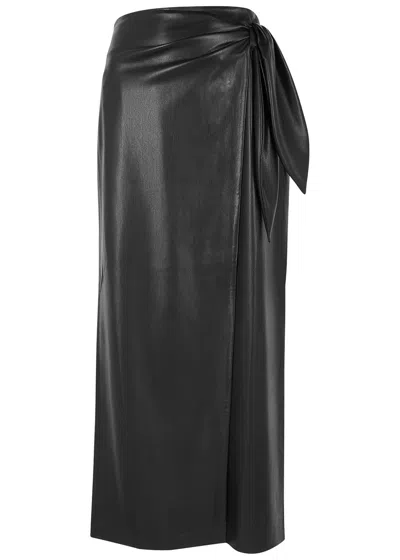 Nanushka Amas Black Faux Leather Midi Skirt