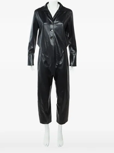 Pre-owned Nanushka Ana Button-up Jumpsuit In Black