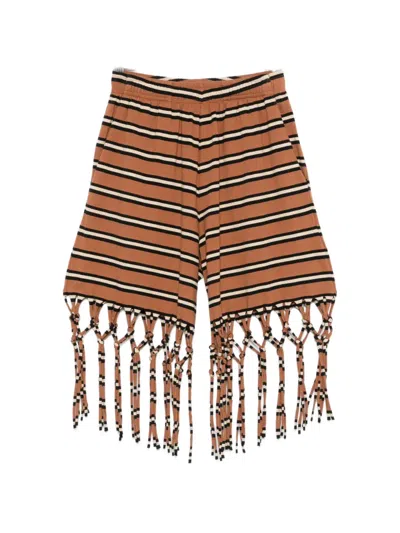 Nanushka Analu Fringed Striped Shorts In Multi
