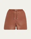 Nanushka Aniela Alt-leather Drawstring Shorts In Henna