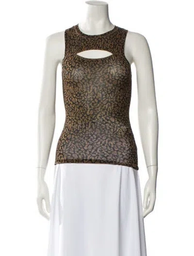Pre-owned Nanushka Animal Print Crew Neck Top In Black