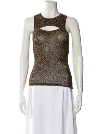Pre-owned Nanushka Animal Print Crew Neck Top In Black