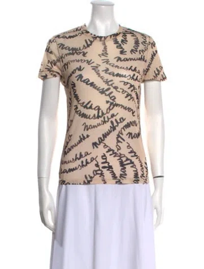 Pre-owned Nanushka Animal Print Crew Neck T-shirt In Neutral