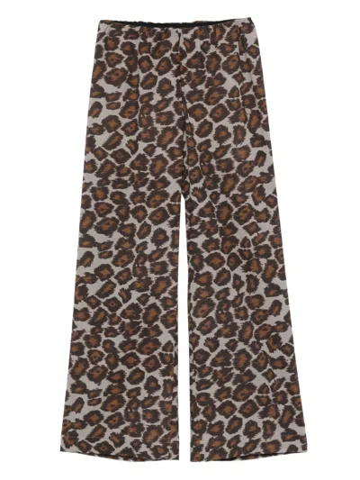 Nanushka Animal-print Elastic-waist Straight Trousers In Burgundy