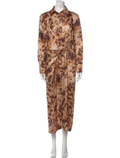 Pre-owned Nanushka Animal Print Long Dress In Brown