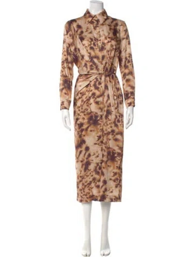 Pre-owned Nanushka Animal Print Long Dress In Brown