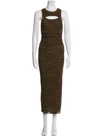 Pre-owned Nanushka Animal Print Long Dress In Brown