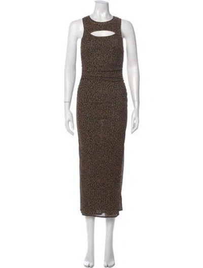 Pre-owned Nanushka Animal Print Long Dress In Brown