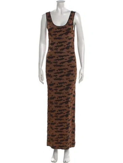 Pre-owned Nanushka Animal Print Long Dress In Brown