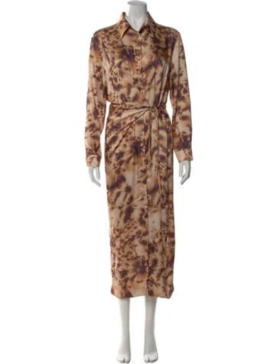 Pre-owned Nanushka Animal Print Long Dress In Brown