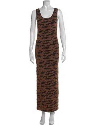 Pre-owned Nanushka Animal Print Long Dress In Brown